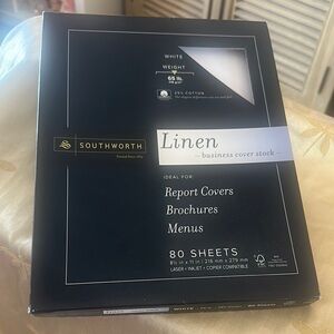 Southworth White Linen & Cotton Business Cover Stock Paper.